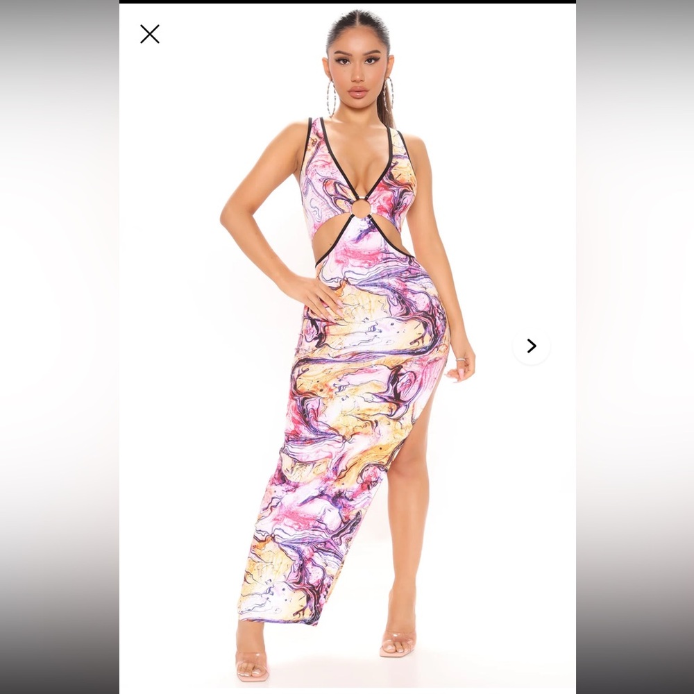 Fashion Nova Multicolor Asymmetrical Dress